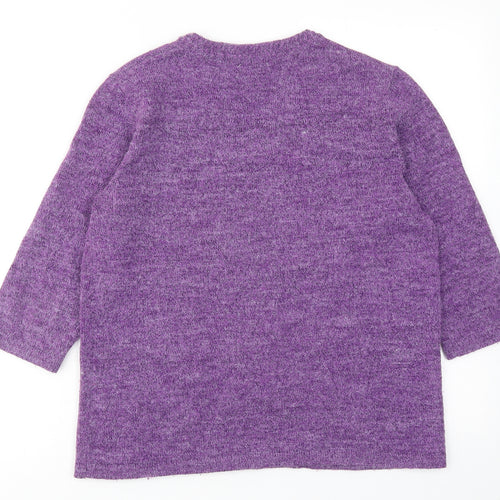 Damart Womens Purple V-Neck Acrylic Pullover Jumper Size 10