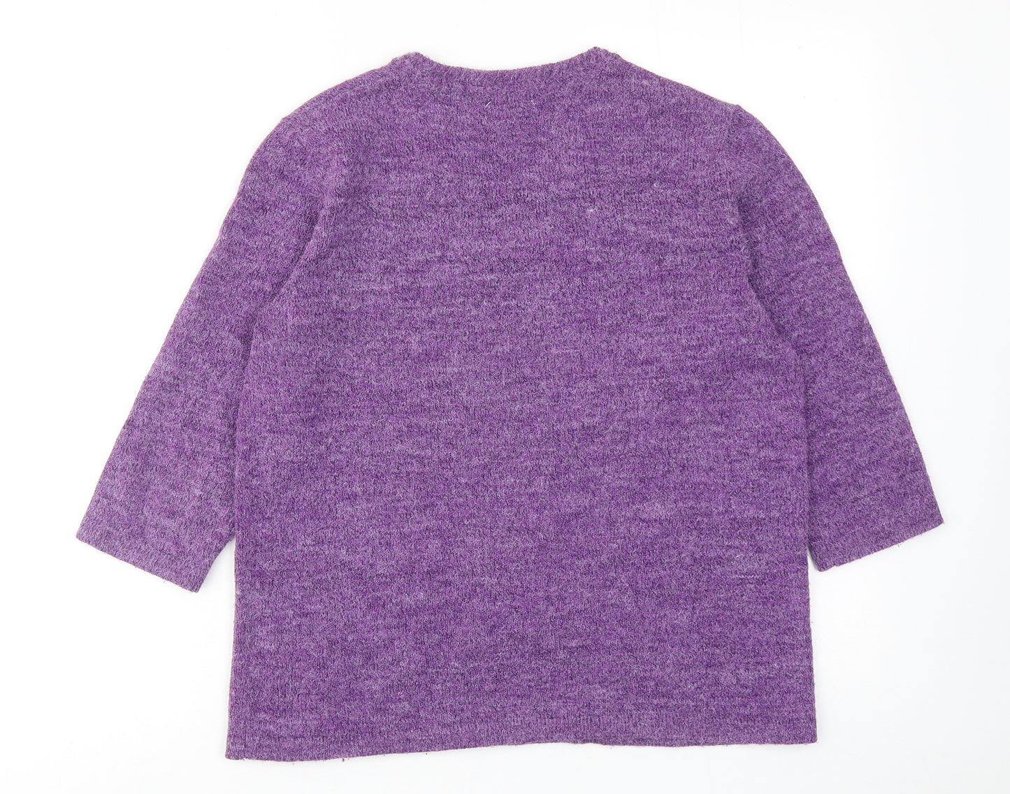 Damart Womens Purple V-Neck Acrylic Pullover Jumper Size 10