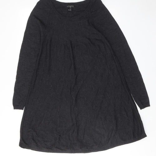 The White Company Womens Grey Wool Jumper Dress Size 12 Round Neck Pullover