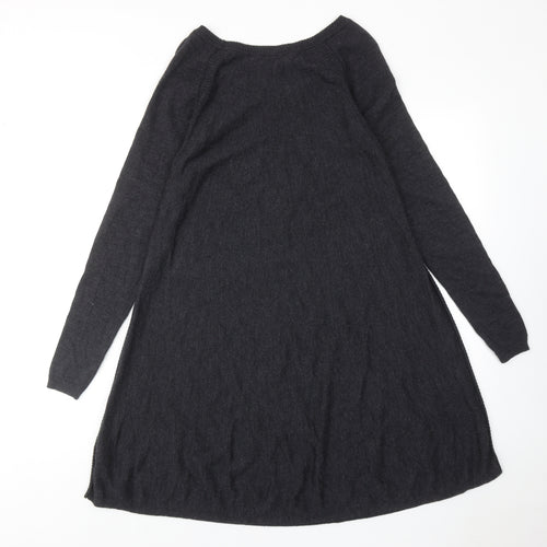 The White Company Womens Grey Wool Jumper Dress Size 12 Round Neck Pullover