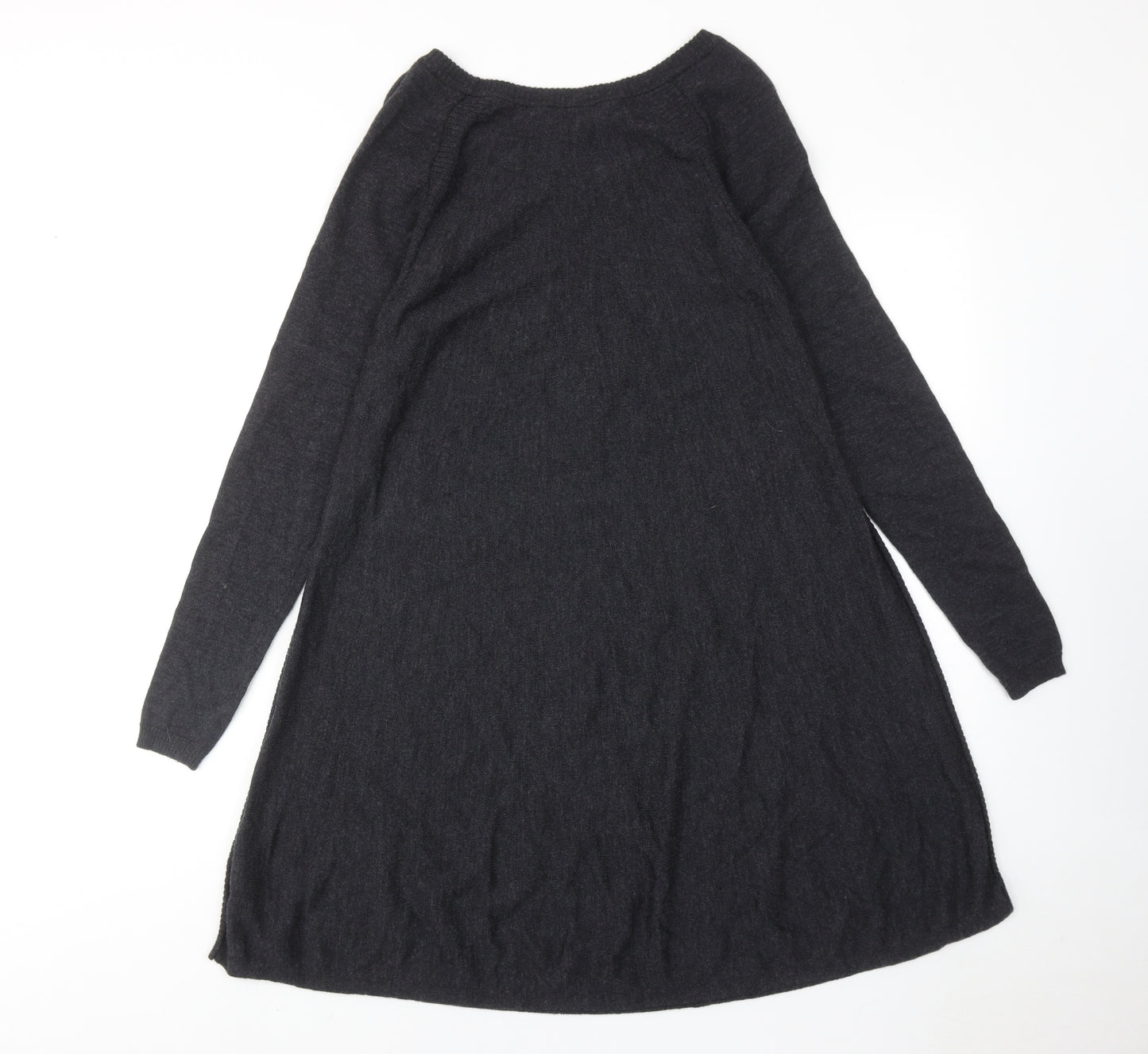 The White Company Womens Grey Wool Jumper Dress Size 12 Round Neck Pullover