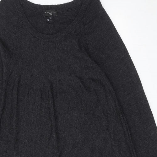 The White Company Womens Grey Wool Jumper Dress Size 12 Round Neck Pullover