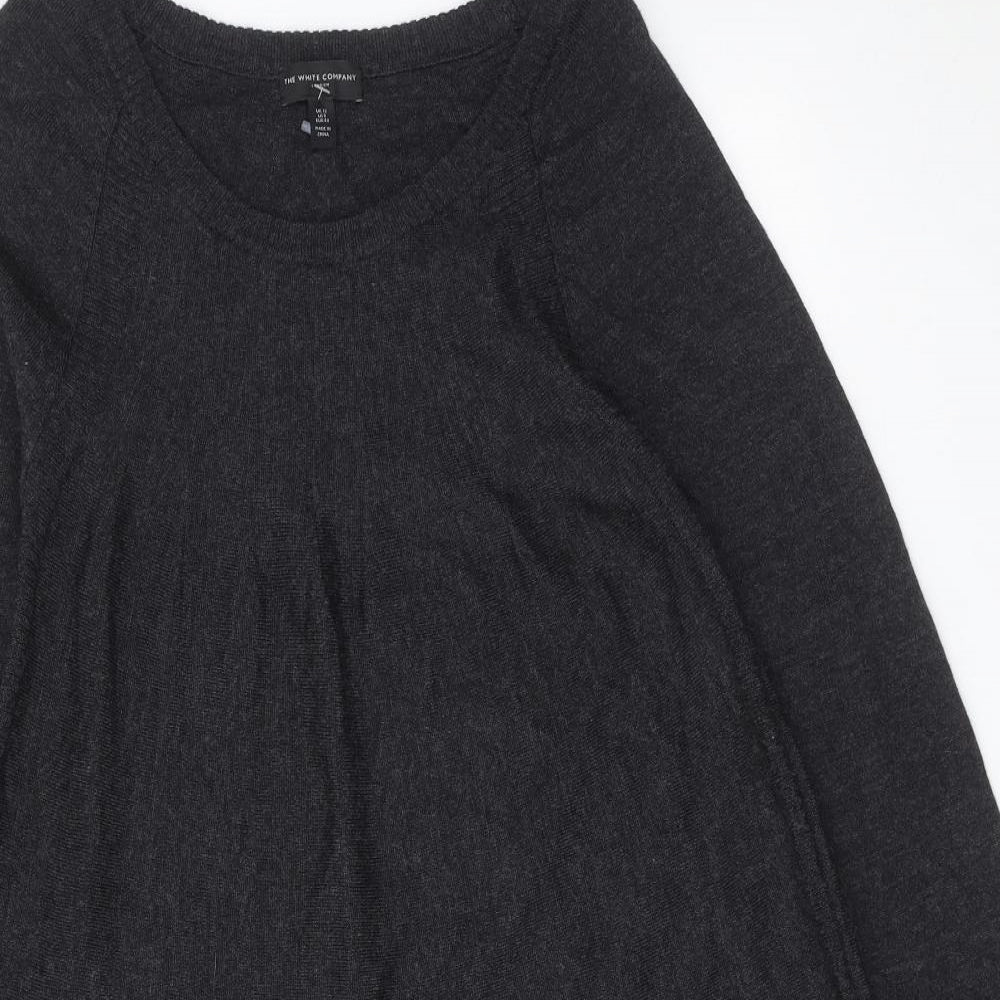The White Company Womens Grey Wool Jumper Dress Size 12 Round Neck Pullover