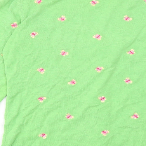 Quacker Factory Womens Green V-Neck Geometric Acrylic Cardigan Jumper Size XS - Butterfly