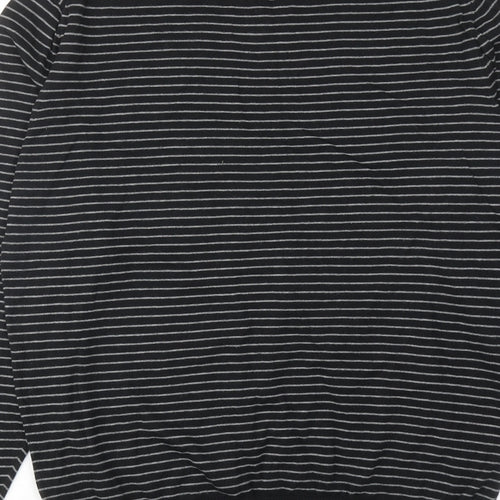 Jeff Banks Mens Black V-Neck Striped Cotton Pullover Jumper Size S Long Sleeve