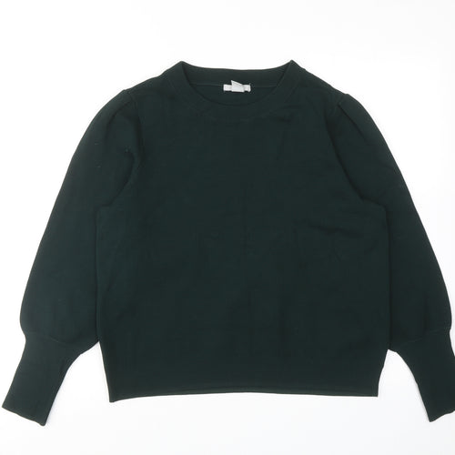 H&M Womens Green Round Neck Viscose Pullover Jumper Size L