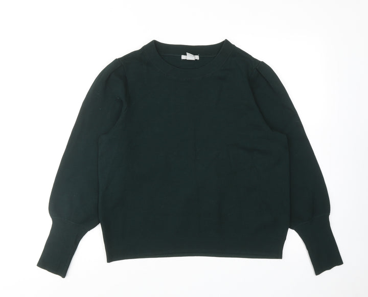 H&M Womens Green Round Neck Viscose Pullover Jumper Size L