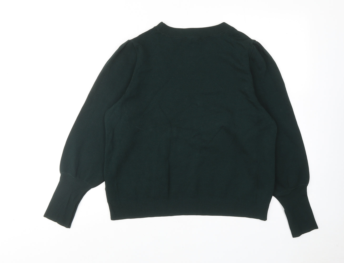 H&M Womens Green Round Neck Viscose Pullover Jumper Size L