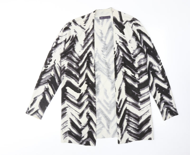 Marks and Spencer Womens Multicoloured V-Neck Geometric Acrylic Cardigan Jumper Size 14