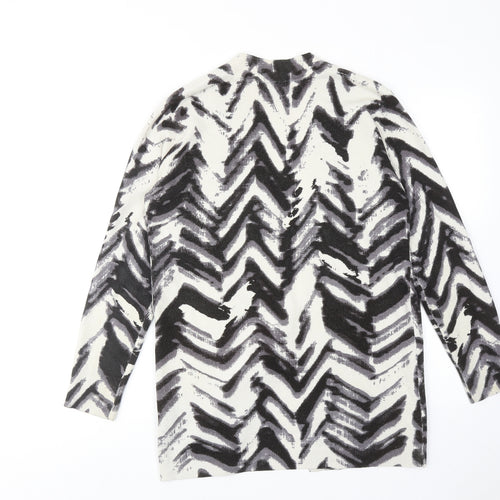 Marks and Spencer Womens Multicoloured V-Neck Geometric Acrylic Cardigan Jumper Size 14