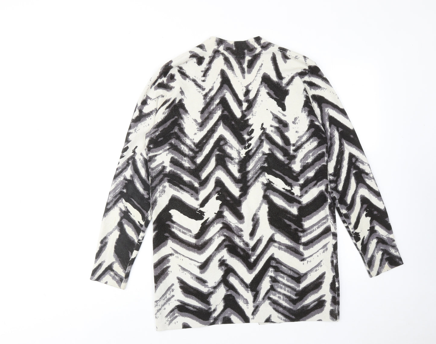 Marks and Spencer Womens Multicoloured V-Neck Geometric Acrylic Cardigan Jumper Size 14
