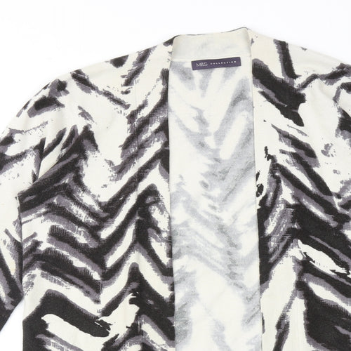 Marks and Spencer Womens Multicoloured V-Neck Geometric Acrylic Cardigan Jumper Size 14