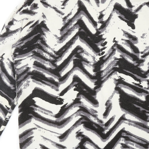 Marks and Spencer Womens Multicoloured V-Neck Geometric Acrylic Cardigan Jumper Size 14