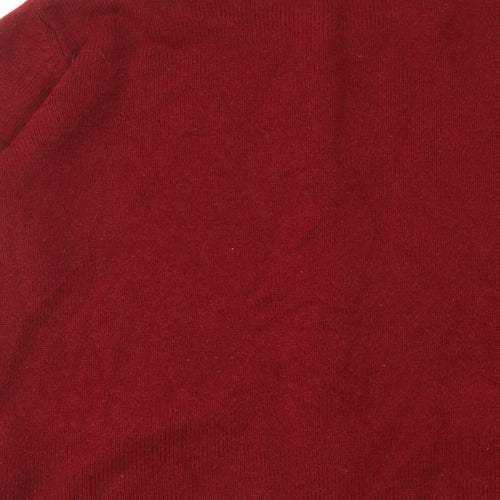 Classic Womens Red Round Neck Acrylic Cardigan Jumper Size 16