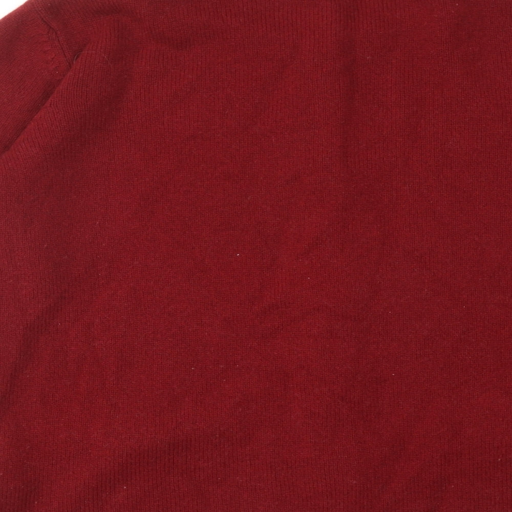 Classic Womens Red Round Neck Acrylic Cardigan Jumper Size 16