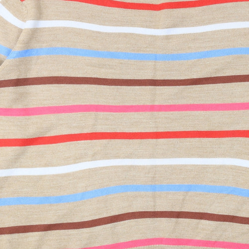 Marks and Spencer Womens Multicoloured Round Neck Striped Acrylic Pullover Jumper Size 14