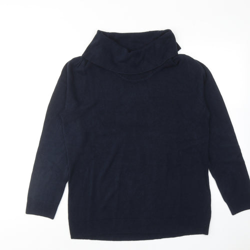 ANNE WEYBURN Womens Blue Roll Neck Acrylic Pullover Jumper Size 18