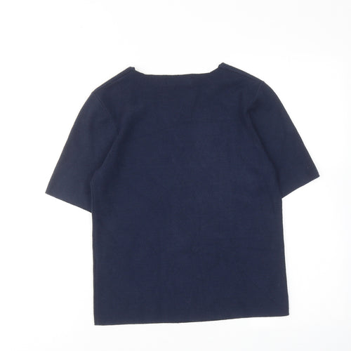 Marks and Spencer Womens Blue Viscose Basic Blouse Size 14 Square Neck