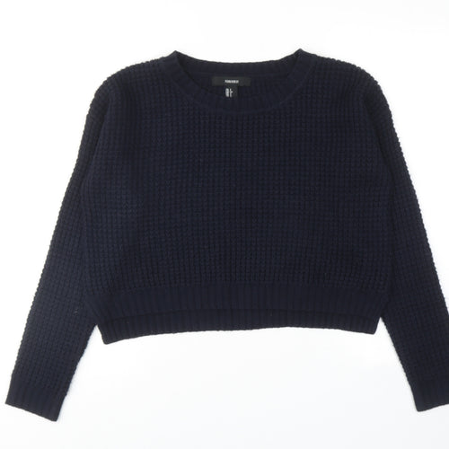 FOREVER 21 Womens Blue Round Neck Acrylic Pullover Jumper Size S