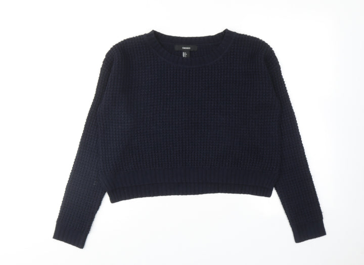 FOREVER 21 Womens Blue Round Neck Acrylic Pullover Jumper Size S