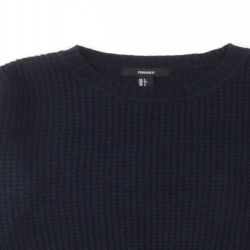 FOREVER 21 Womens Blue Round Neck Acrylic Pullover Jumper Size S
