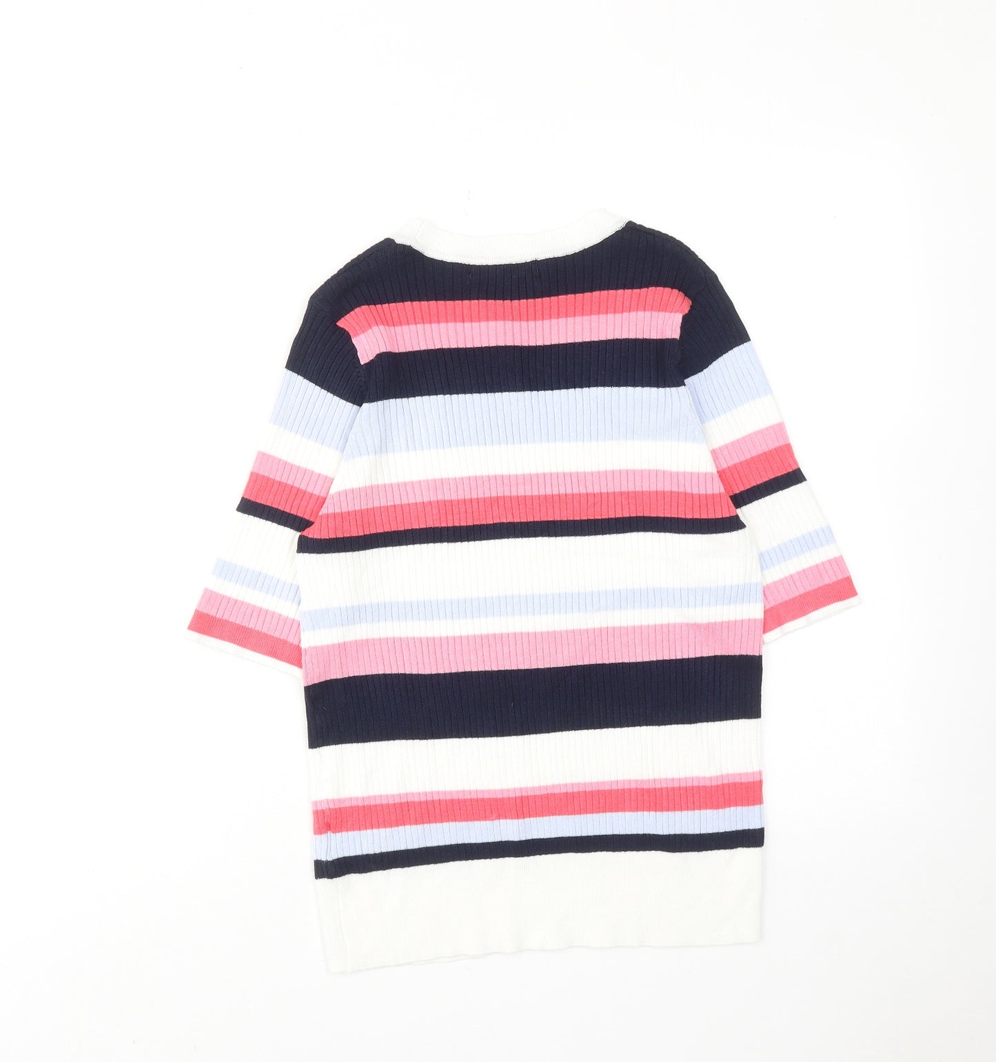 Marks and Spencer Womens Multicoloured Round Neck Striped Viscose Pullover Jumper Size 16