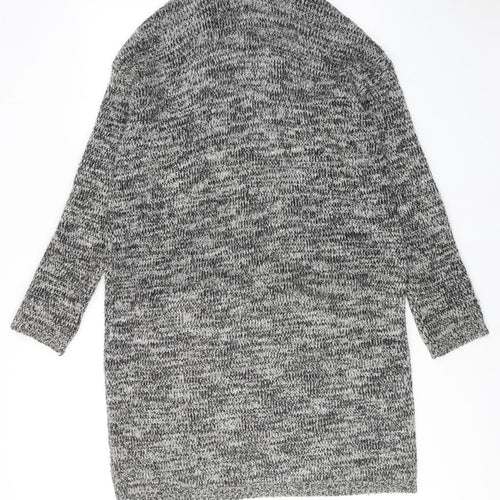 H&M Womens Grey V-Neck Acrylic Full Zip Jumper Size S