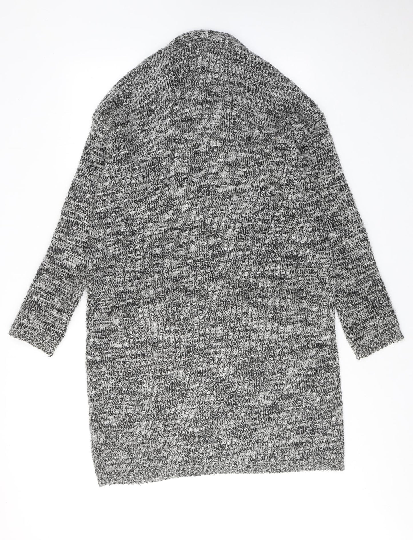 H&M Womens Grey V-Neck Acrylic Full Zip Jumper Size S