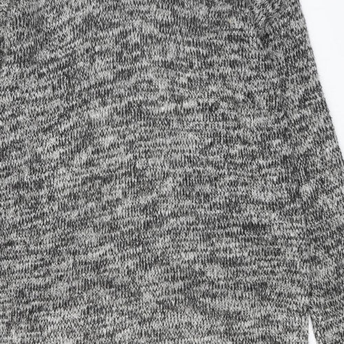 H&M Womens Grey V-Neck Acrylic Full Zip Jumper Size S
