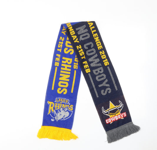 Leeds Rhinos VS NQ Cowboys Boys Blue Geometric Acrylic Scarf One Size - Rugby World Club Series 2016