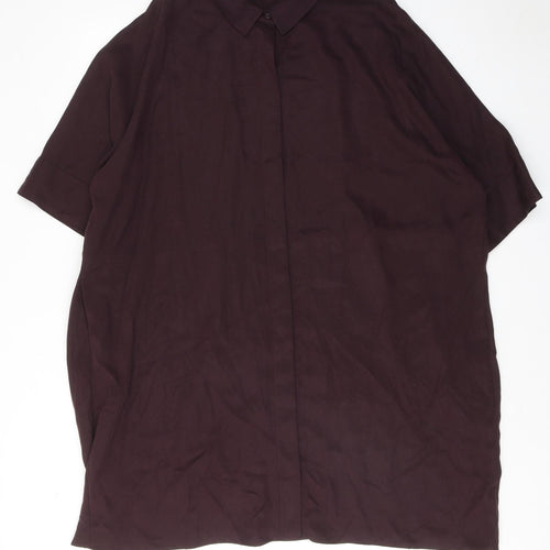 COS Womens Purple Viscose Shirt Dress Size L Collared Button