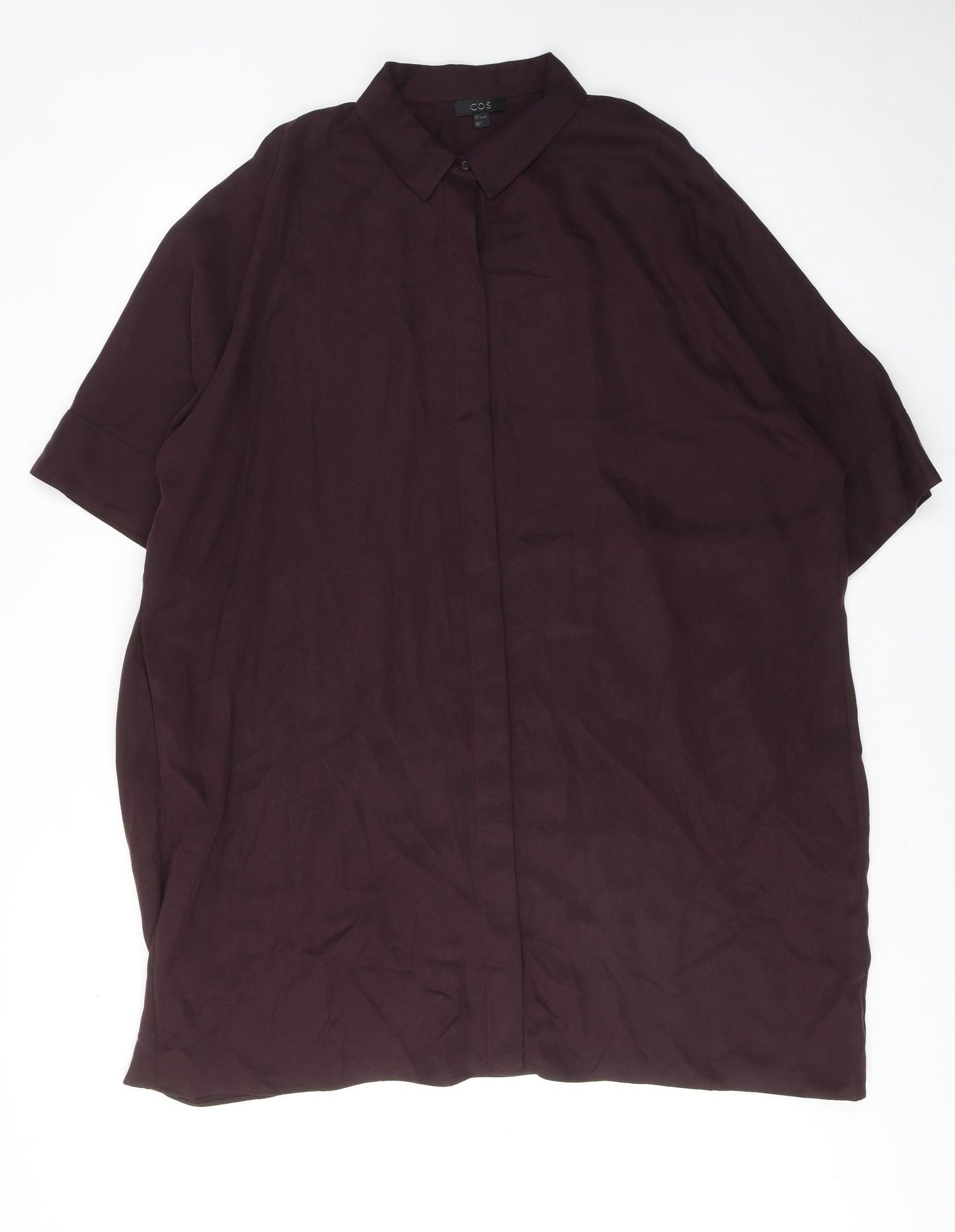 COS Womens Purple Viscose Shirt Dress Size L Collared Button