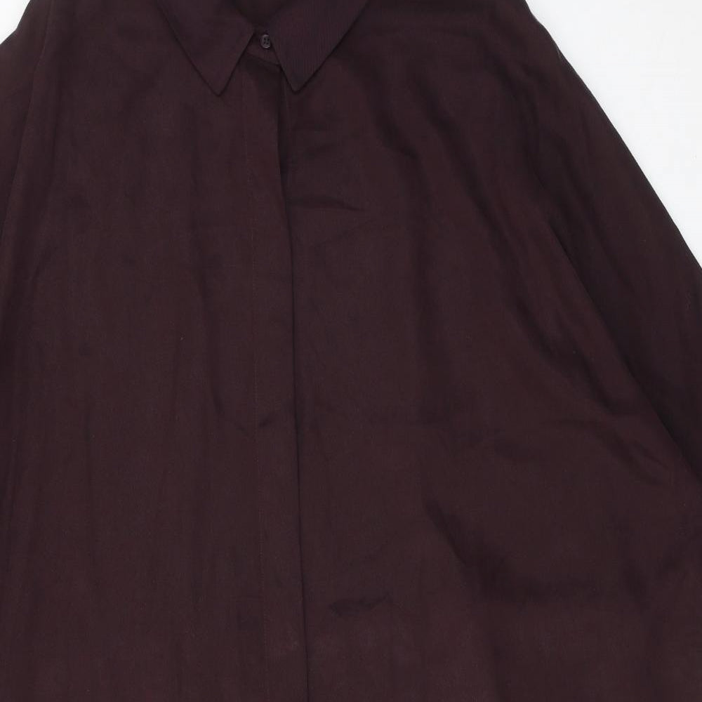COS Womens Purple Viscose Shirt Dress Size L Collared Button