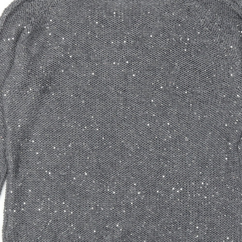 Marks and Spencer Womens Grey Round Neck Acrylic Pullover Jumper Size 14