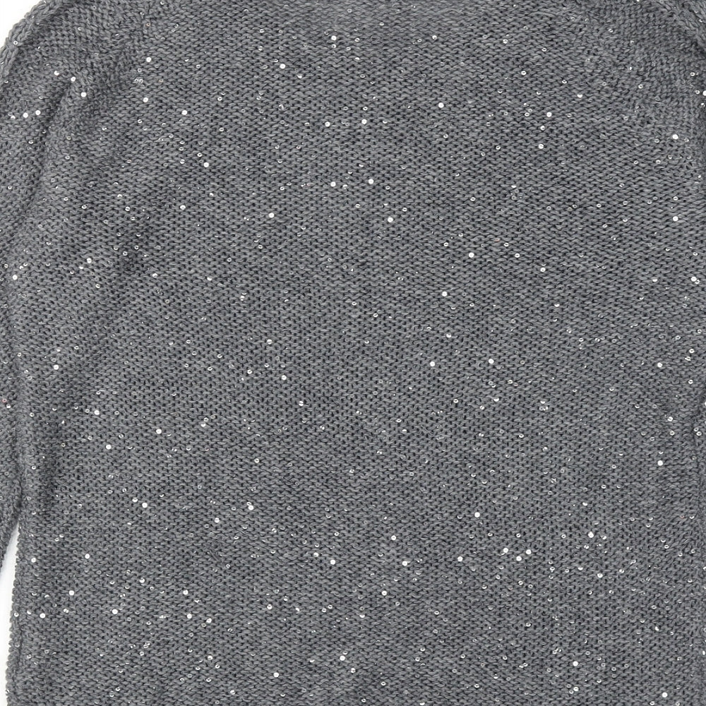 Marks and Spencer Womens Grey Round Neck Acrylic Pullover Jumper Size 14