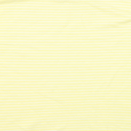 Marks and Spencer Womens Yellow Striped Cotton Basic T-Shirt Size 8 Round Neck