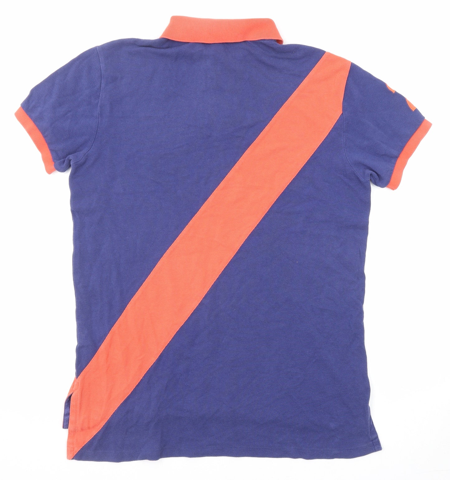 Polo Ralph Lauren Mens Blue Colourblock Cotton Polo Size M Collared Button