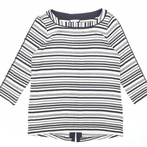 Per Una Womens Multicoloured Striped Viscose Basic Blouse Size 12 Round Neck