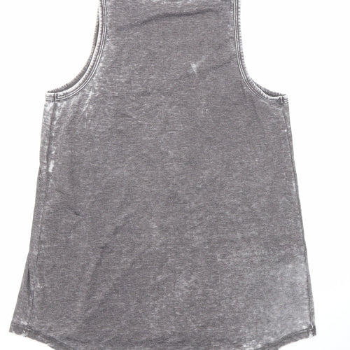 River Island Womens Grey Cotton Basic Tank Size 8 V-Neck - California, Los Angeles, Hollywood
