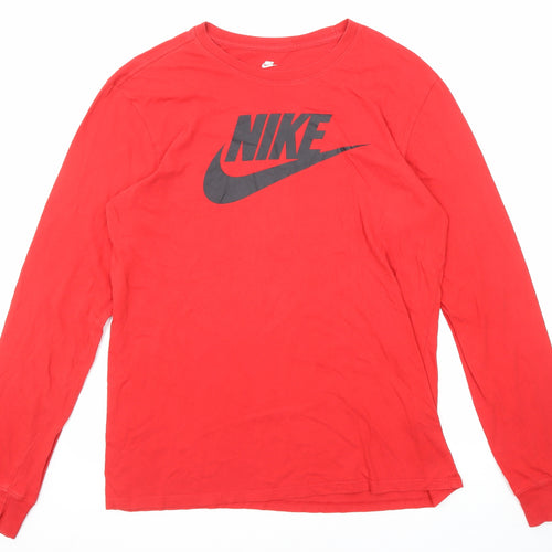 Nike Mens Red Cotton T-Shirt Size L Crew Neck