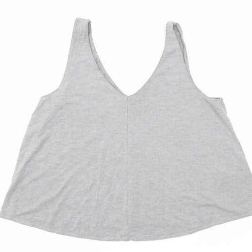 Topshop Womens Grey Polyester Cropped Tank Size 12 V-Neck