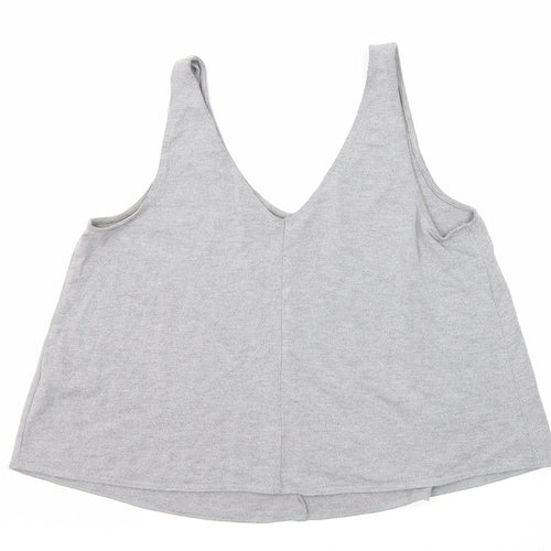 Topshop Womens Grey Polyester Cropped Tank Size 12 V-Neck