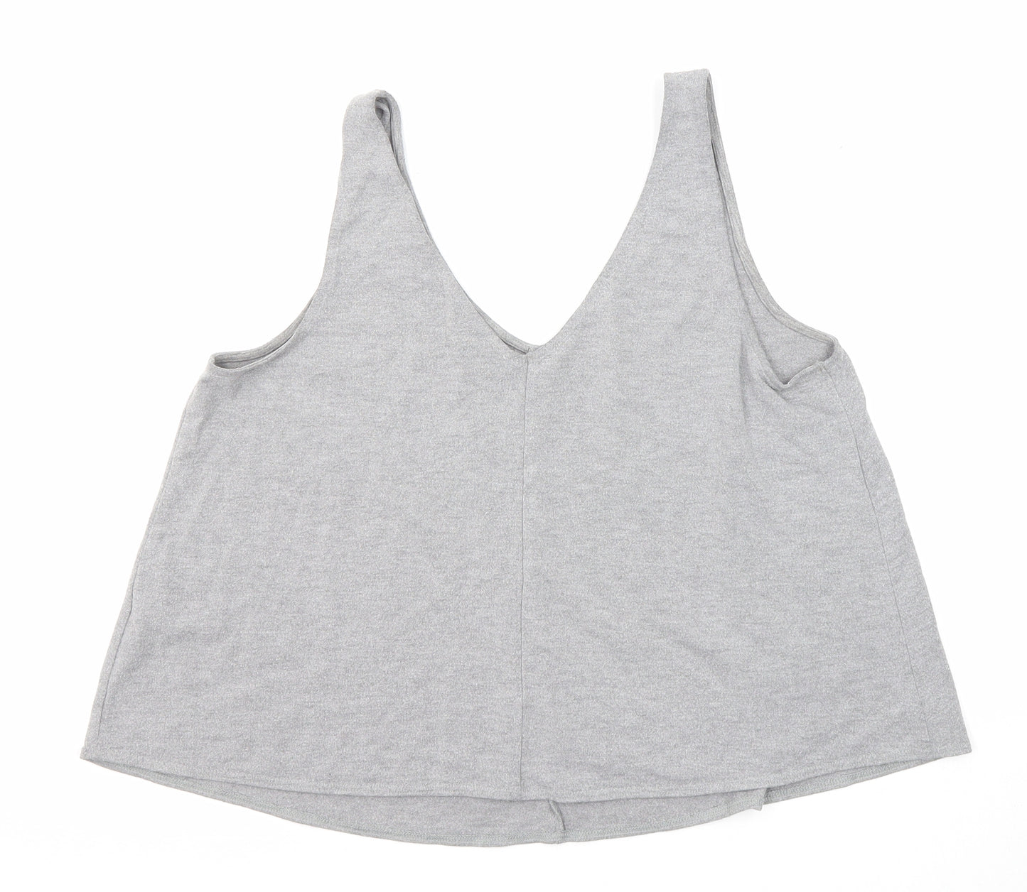 Topshop Womens Grey Polyester Cropped Tank Size 12 V-Neck