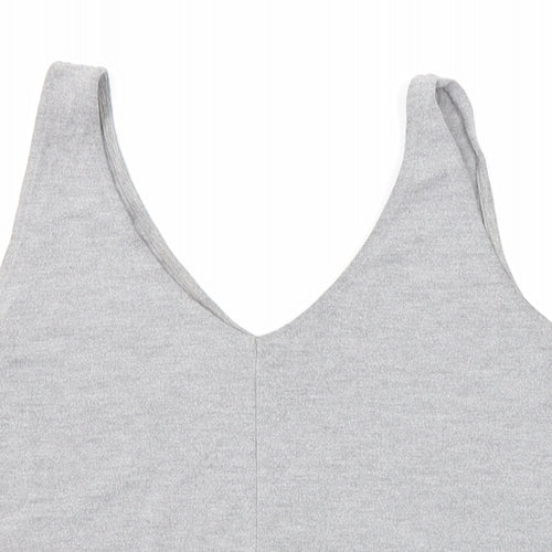 Topshop Womens Grey Polyester Cropped Tank Size 12 V-Neck