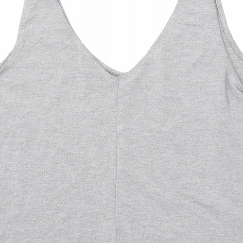 Topshop Womens Grey Polyester Cropped Tank Size 12 V-Neck