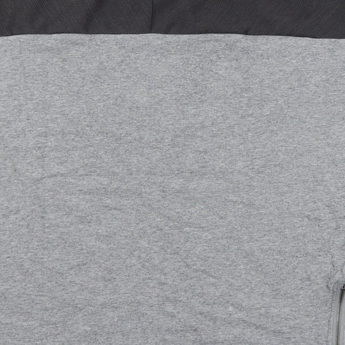 Seed Mens Grey Colourblock Cotton T-Shirt Size L Crew Neck Zip - Good vibes