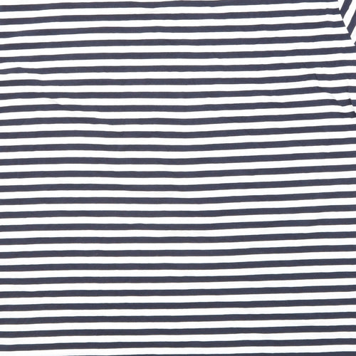 Marks and Spencer Womens Blue Striped Cotton Basic T-Shirt Size 20 Round Neck