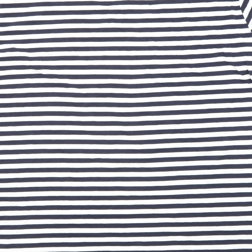 Marks and Spencer Womens Blue Striped Cotton Basic T-Shirt Size 20 Round Neck