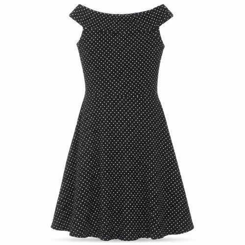 Miss Selfridge Womens Black Polka Dot Viscose Fit & Flare Size 8 Boat Neck Pullover