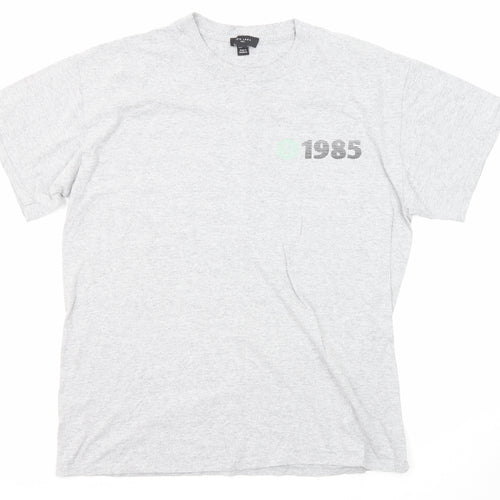New Look Mens Grey Cotton T-Shirt Size M Round Neck - Evolve 1985